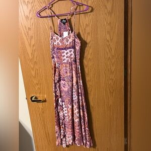 Angie Pink & Orange Paisley Maxi Dress